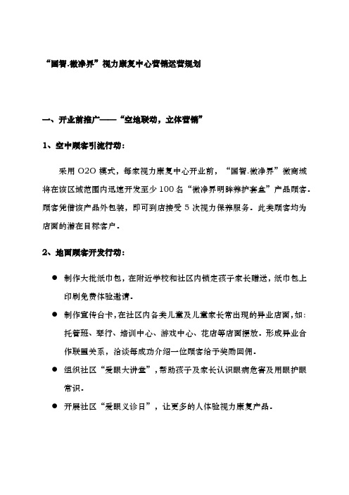 国智微净界视力康复中心营销运营规划