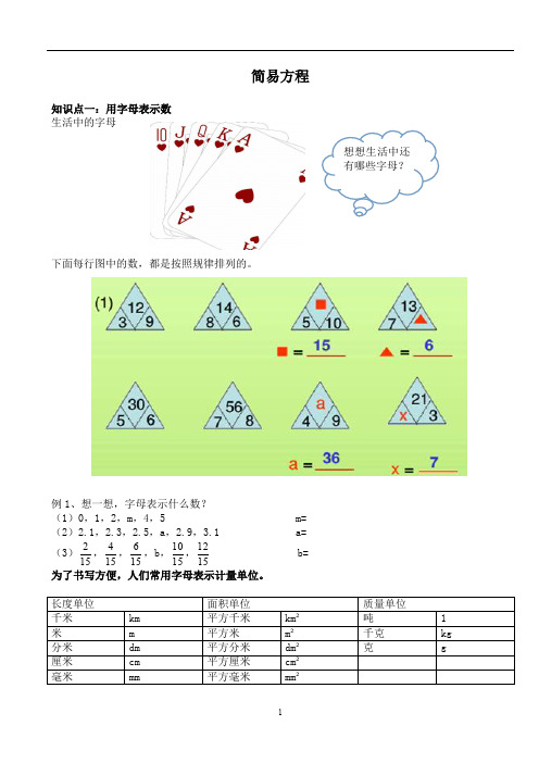 简易方程(知识点+练习)