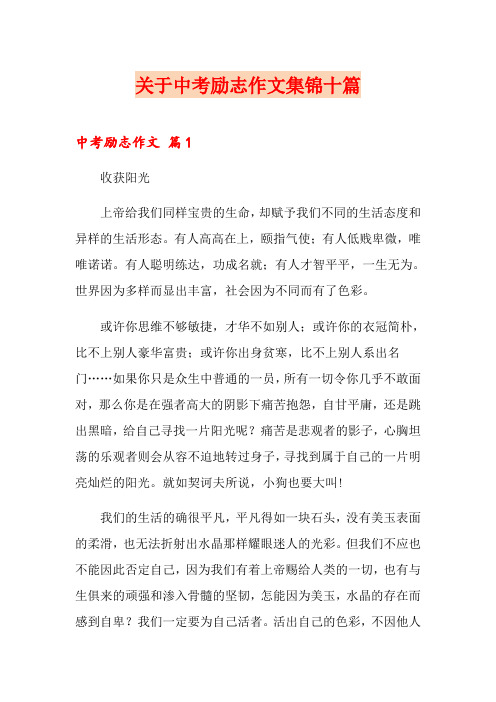 关于中考励志作文集锦十篇