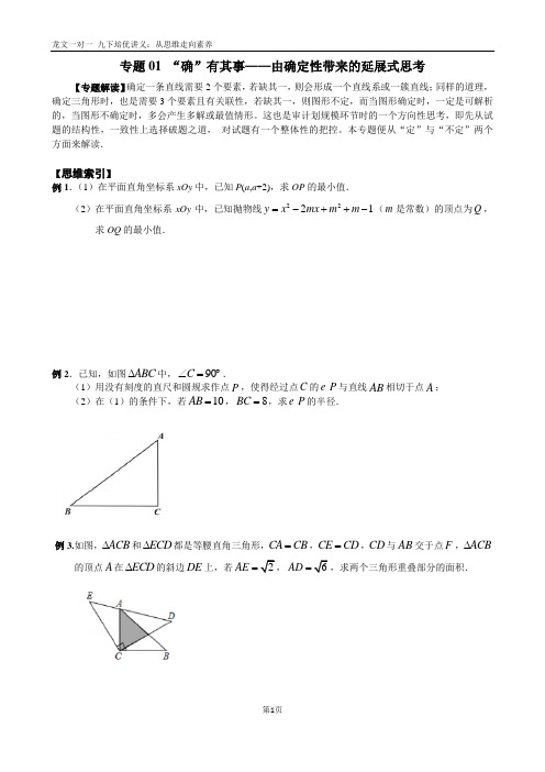 龙文教育一对一九下培优讲义：从思维到素养