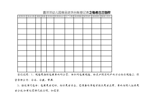 幼儿园食品进货台账表