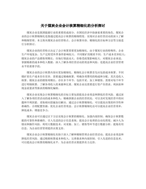 关于煤炭企业会计核算精细化的分析探讨