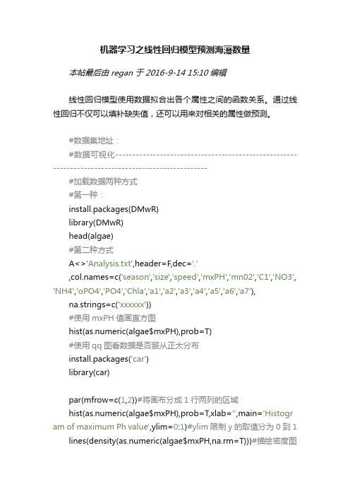 机器学习之线性回归模型预测海藻数量