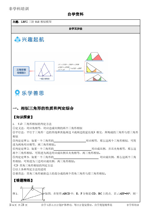 自学初中数学资料-相似三角形的性质和判定综合-(资料附答案)