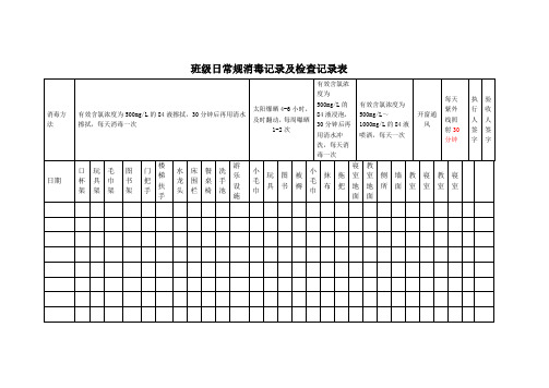 班级日常规消毒记录及检查记录表