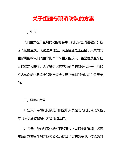 关于组建专职消防队的方案