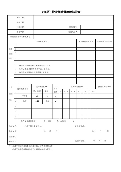 (垫层)检验批质量检验记录表