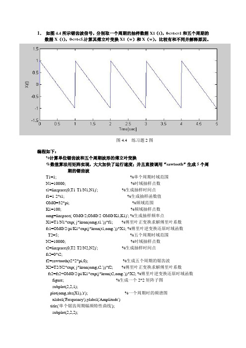 信号与系统 matlab 综合 实验 第四章 傅里叶变换