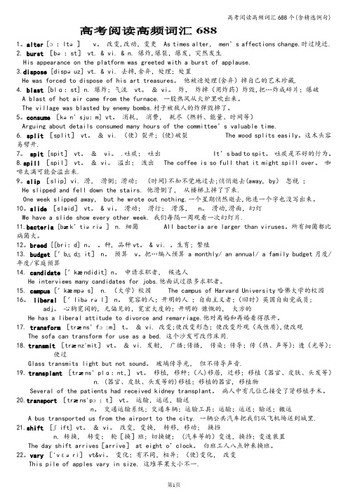 高考阅读高频词汇688个(含精选例句)