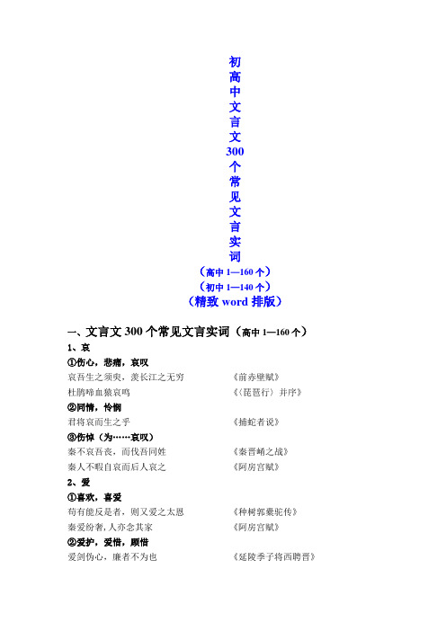 初高中语文常见300实词大全-(精排版word)