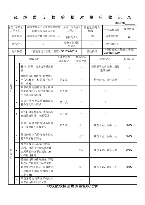 08050201线缆敷设检验批质量验收记录