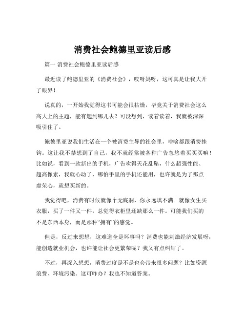 消费社会鲍德里亚读后感