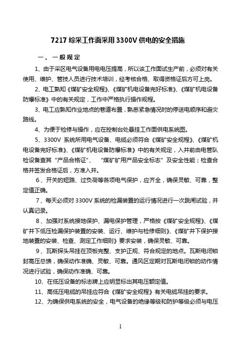 3300V供电系统安全措施
