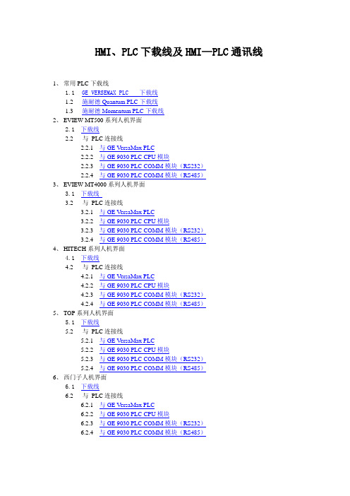 常用HMIPL下载线及HMI—PLC通讯线制作(更新)