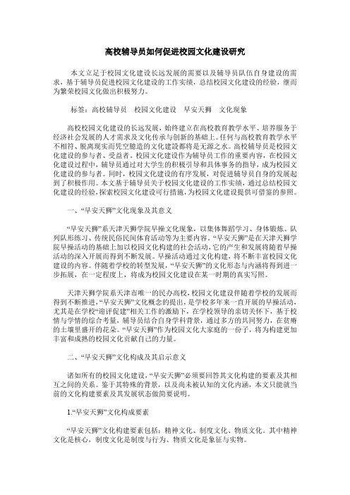 高校辅导员如何促进校园文化建设研究