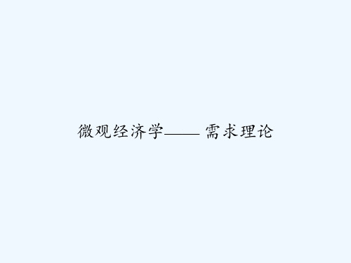 微观经济学—— 需求理论 PPT