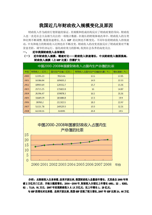 我国近几年财政收入规模变化及原因