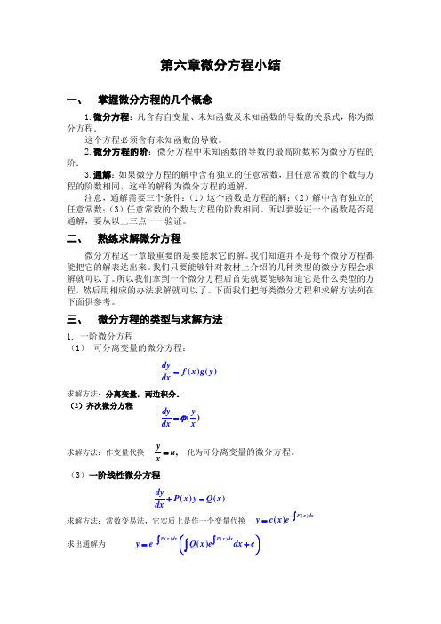 第六章微分方程小结