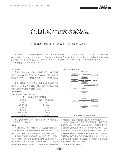 台儿庄泵站立式水泵安装