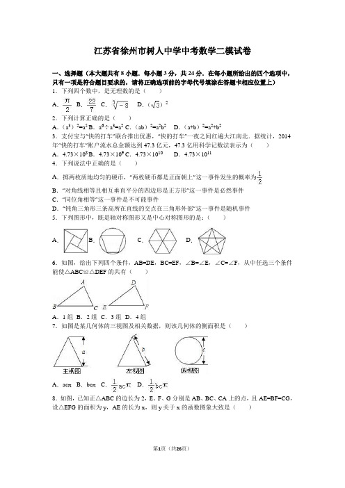 江苏省徐州市树人中学中考数学二模试卷