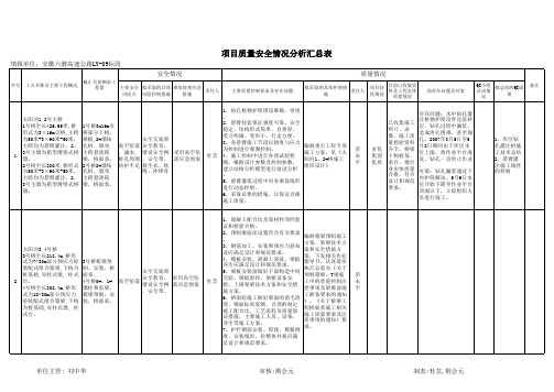 质量安全情况分析汇总表