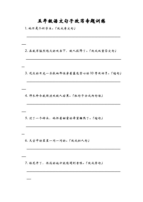 小学语文句子专题训练含答案