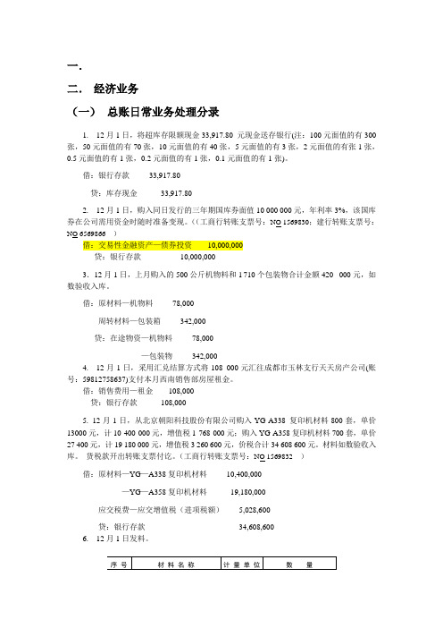 会计电算化 日常业务处理