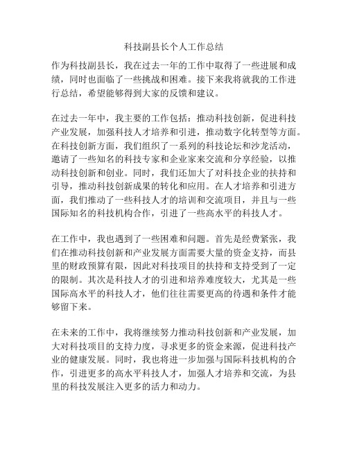 科技副县长个人工作总结