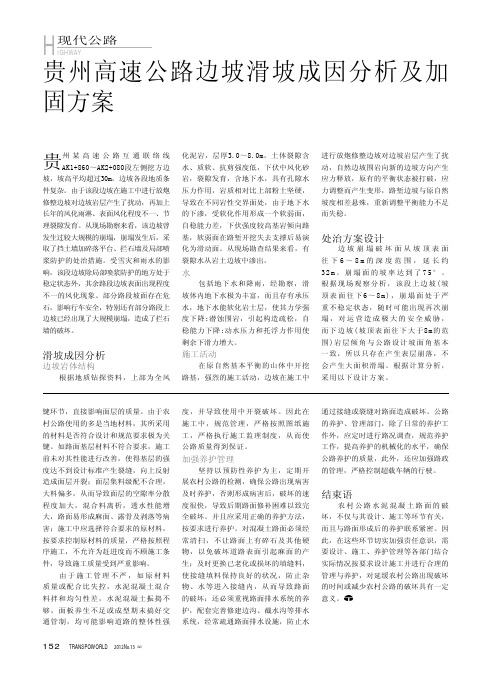 贵州高速公路边坡滑坡成因及加固方案