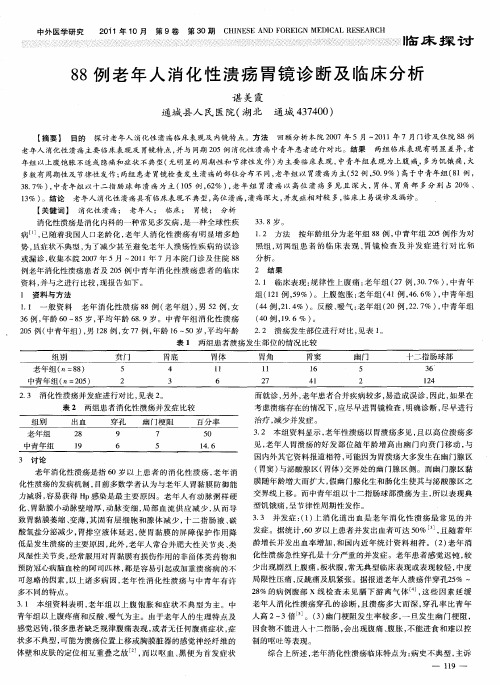 88例老年人消化性溃疡胃镜诊断及临床分析