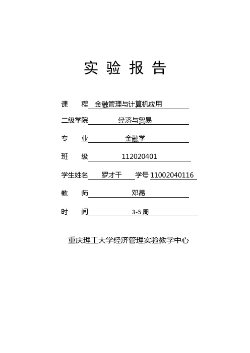 金融管理与计算机应用实验报告