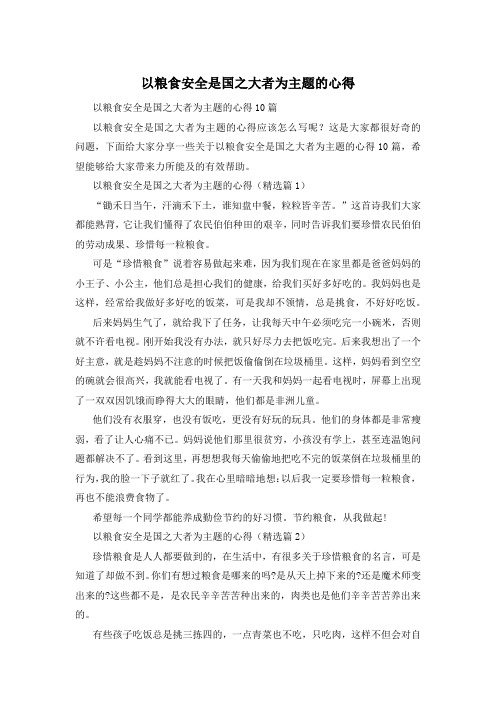 以粮食安全是国之大者为主题的心得