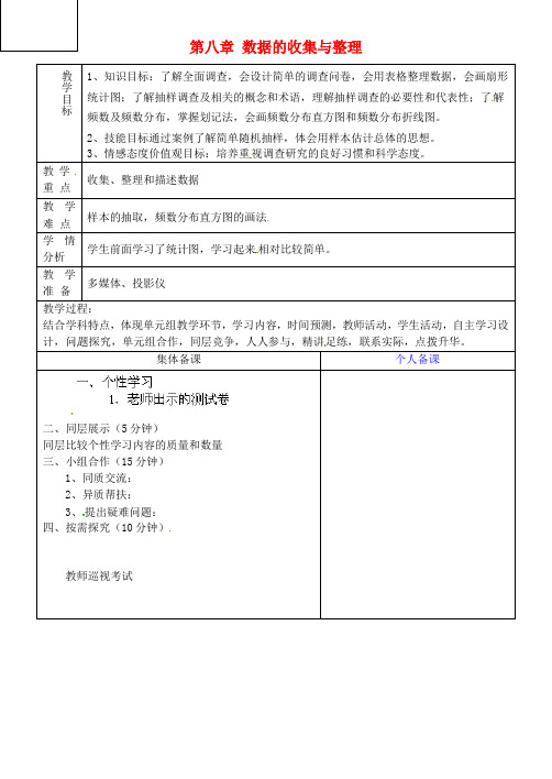 2017年春季鲁教版五四制六年级数学下学期第八章、数据的收集与整理单元复习教学设计3