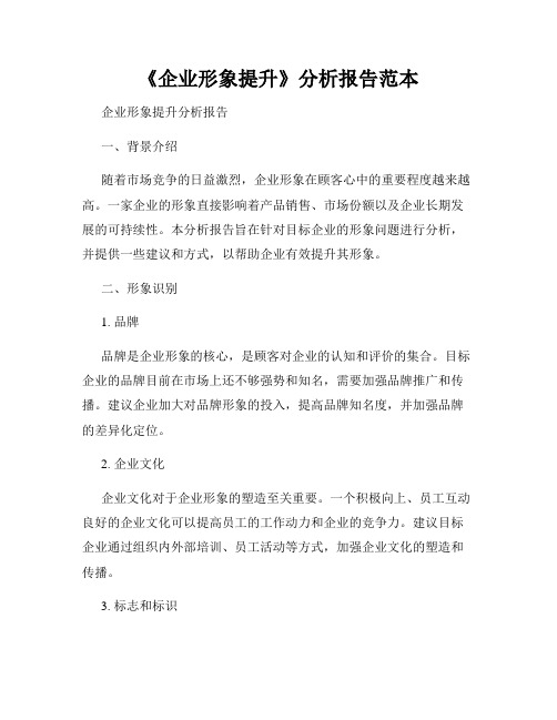 《企业形象提升》分析报告范本