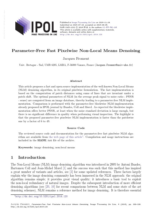 Parameter-Free Fast Pixelwise Non-Local Means Denoising