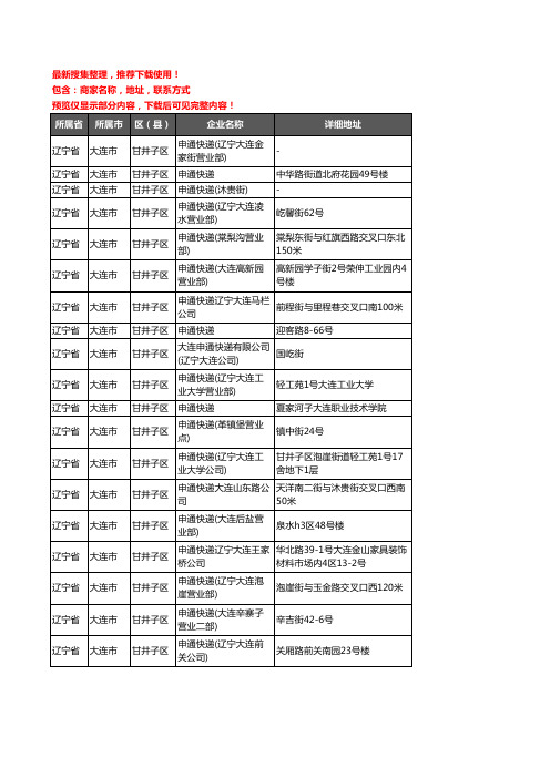 新版辽宁省大连市甘井子区申通快递企业公司商家户名录单联系方式地址大全19家