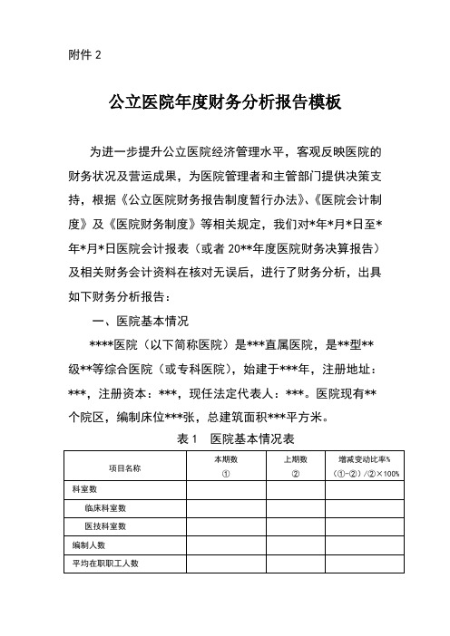 公立医院年度财务分析报告模版