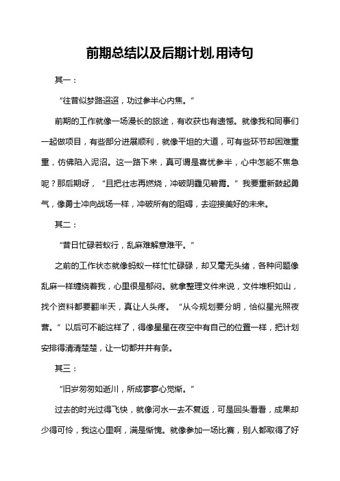 前期总结以及后期计划,用诗句