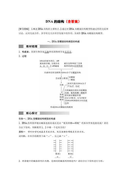 高中生物(必修第二册 人教版)讲义教案：DNA的结构(含答案)