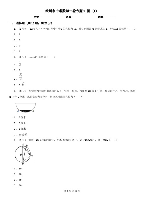 徐州市中考数学一轮专题9 圆 (1) 