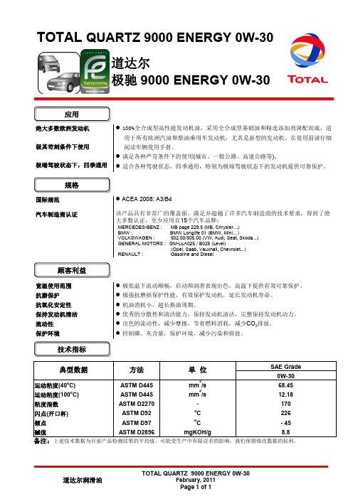 道达尔极驰-QUARTZ 9000 Energy