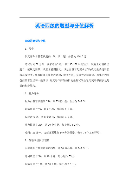 英语四级的题型与分值解析