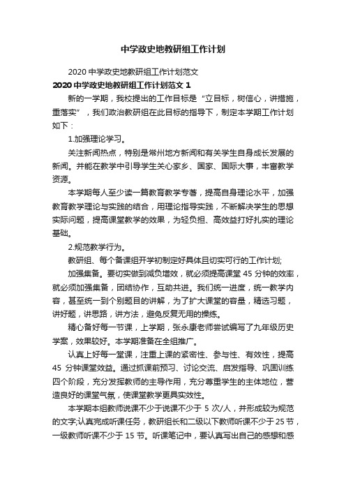 中学政史地教研组工作计划