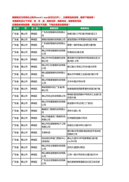 2020新版广东省佛山市禅城区智能科技有限公司工商企业公司商家名录名单黄页联系电话号码地址大全59家