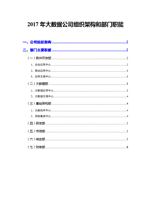 2017年大数据公司组织架构和部门职能