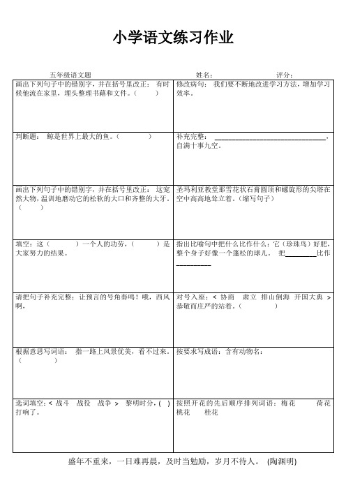 小学五年级语文精题选做III (70)