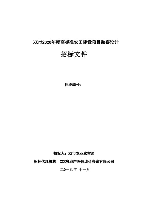 市2020年度高标准农田建设项目勘察设计招标文件【模板】