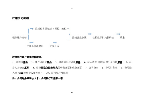 注销公司流程及各流程需要材料清单