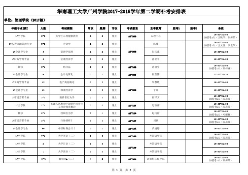 补考安排表