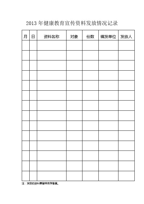 健康教育宣传资料发放情况记录